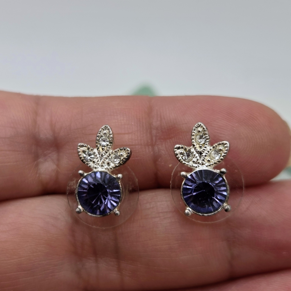 Vintage Napier Earrings Victorian Amethyst Stones Design - Picture 2 of 4